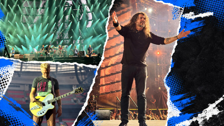 Editorial collage featuring Foo Fighters and Queens of the Stone Age at BC Place in Vancouver.
