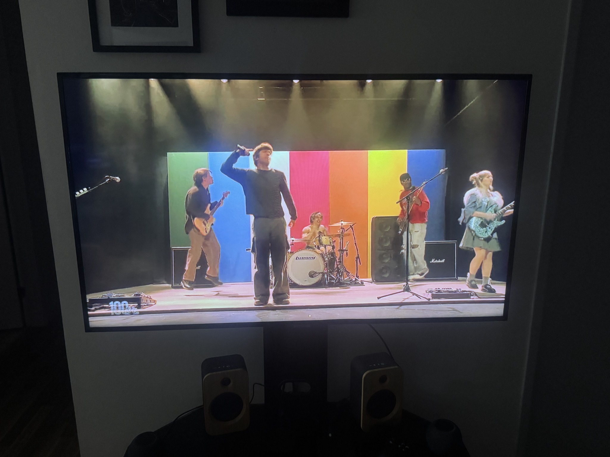 Turnstile performing BIRDS on Saturday Night Live, photographed on a television at home on the West Coast.